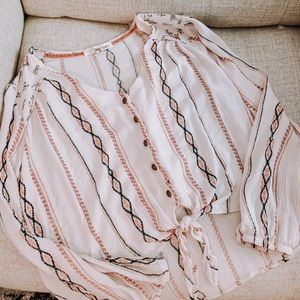 Rewind Long Sleeve Patterned Top